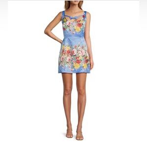Damaris Bailey Bow Floral Print Scoop Neck Sleeveless Dress